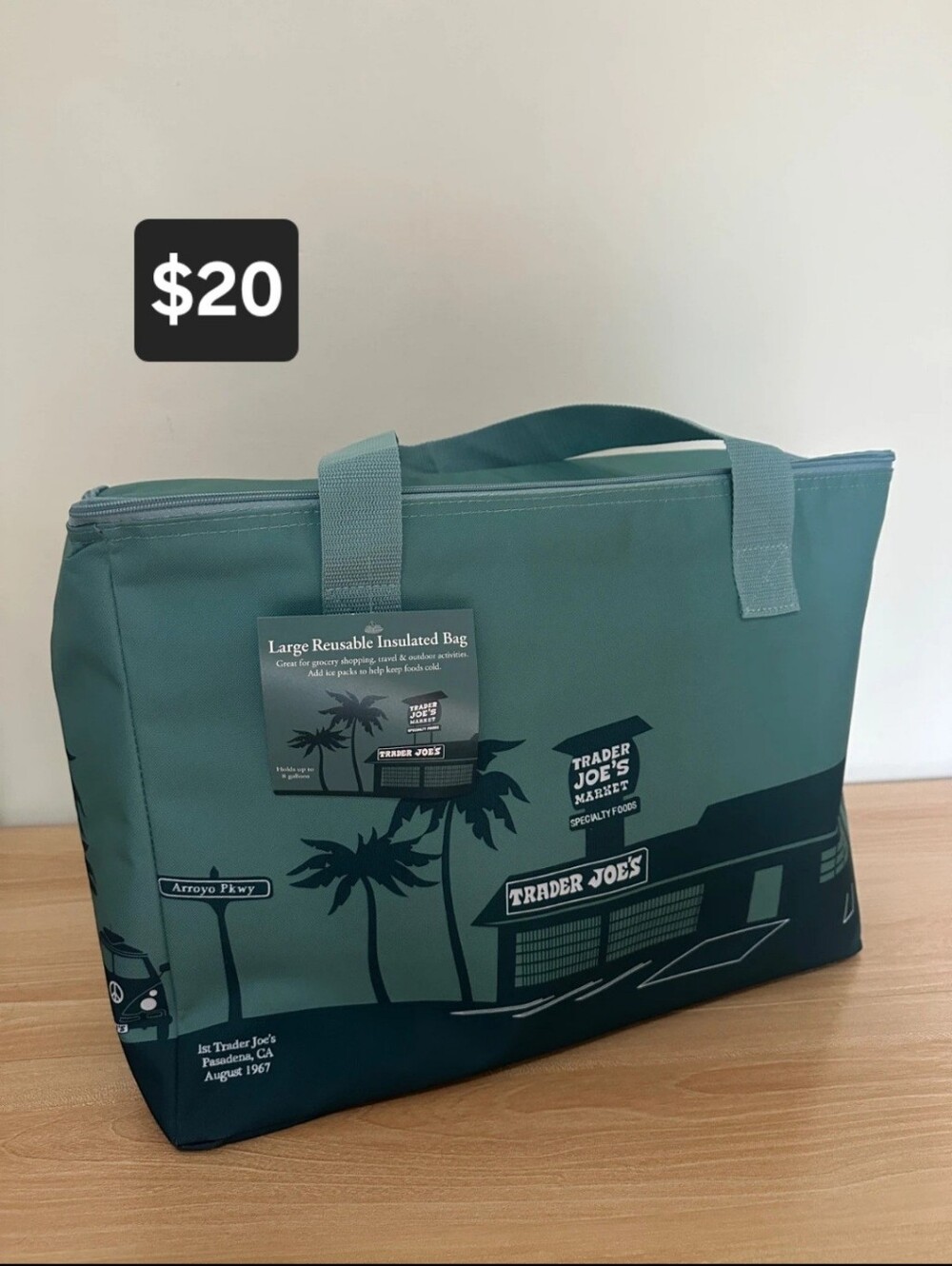 NEW Large Trader Joe's Insulated Reusable Tote Bag - Teal